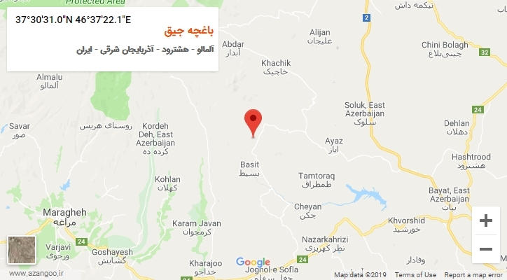 روستای باغچه جیق بر روی نقشه
