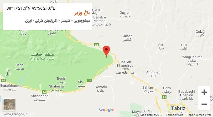 روستای باغ وزیر بر روی نقشه