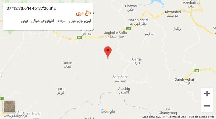 روستای باغ یری بر روی نقشه