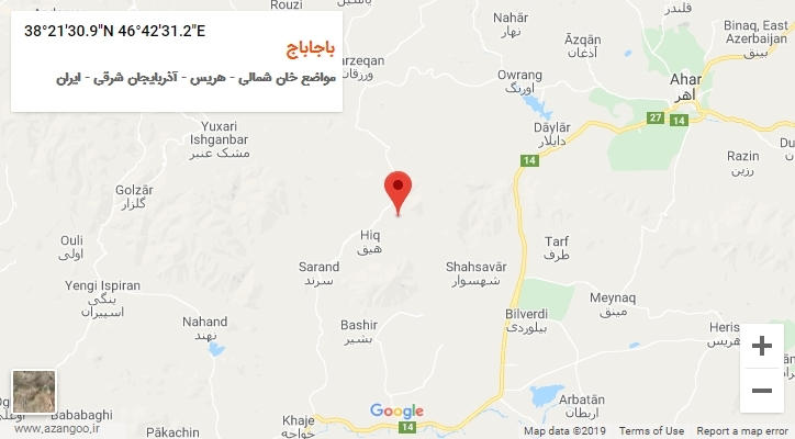 روستای باجاباج بر روی نقشه