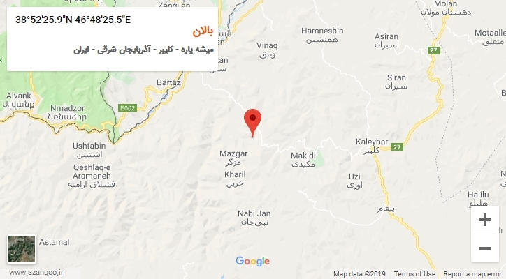 روستای بالان بر روی نقشه