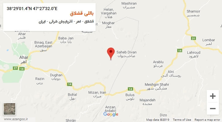 روستای باللی قشلاق بر روی نقشه