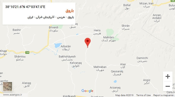 روستای باروق بر روی نقشه