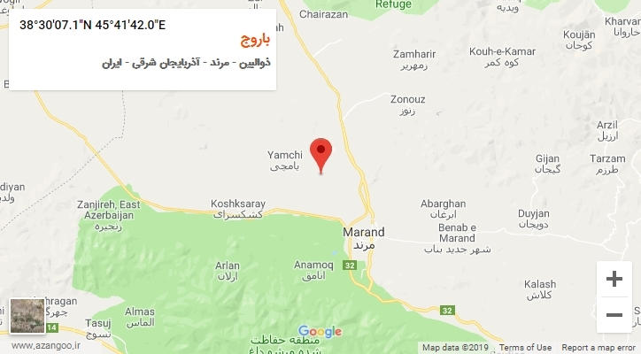 روستای باروج بر روی نقشه