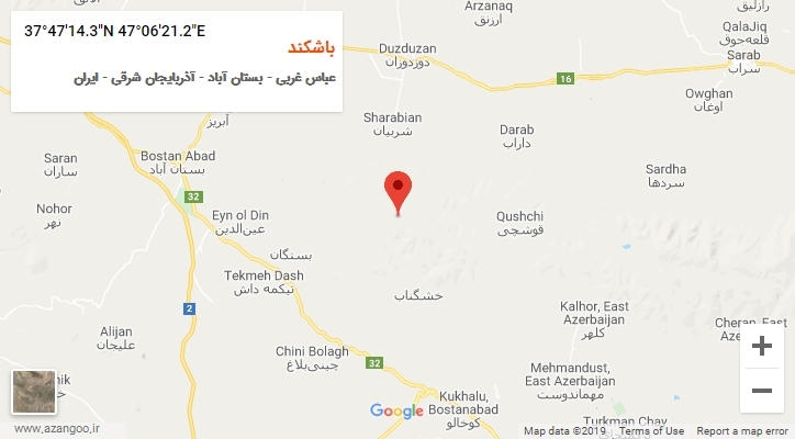 روستای باشکند بر روی نقشه