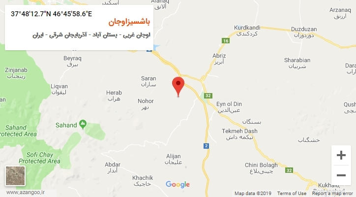روستای باشسیزاوجان بر روی نقشه