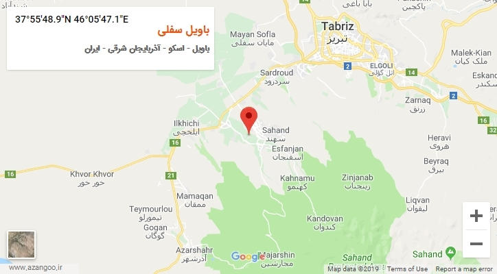 روستای باویل سفلی بر روی نقشه