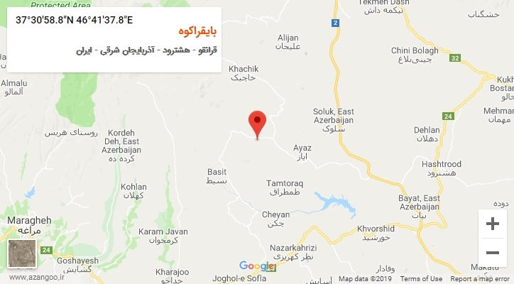 روستای بایقراکوه بر روی نقشه