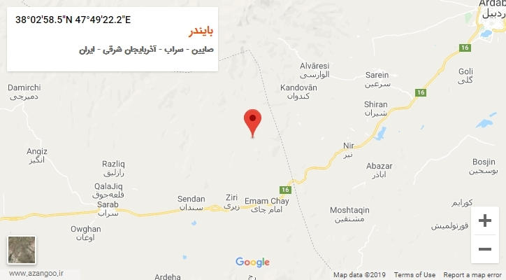 روستای بایندر بر روی نقشه