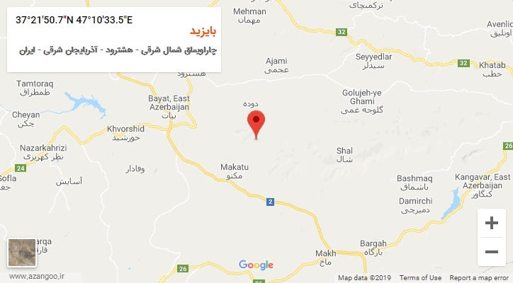 روستای بایزید بر روی نقشه