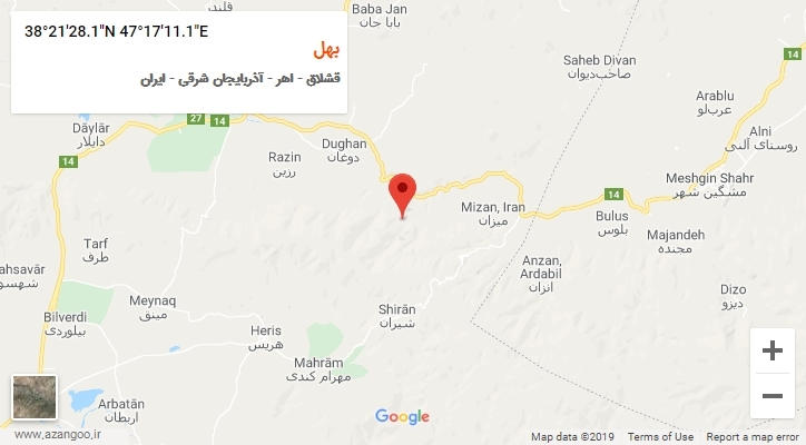 روستای بهل بر روی نقشه