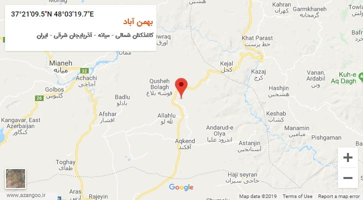 روستای بهمن آباد بر روی نقشه
