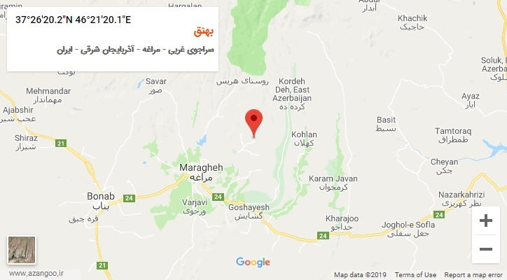 روستای بهنق بر روی نقشه