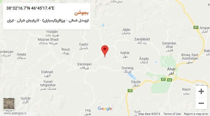 روستای بجوشن بر روی نقشه
