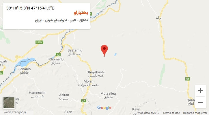 روستای بختیارلو بر روی نقشه
