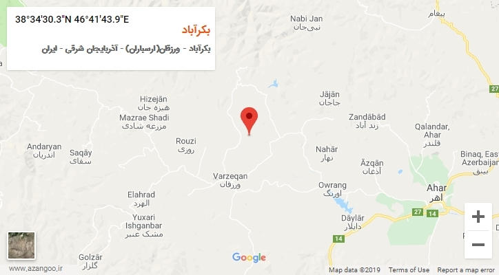 روستای بکرآباد بر روی نقشه