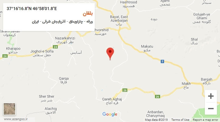 روستای بلقان بر روی نقشه