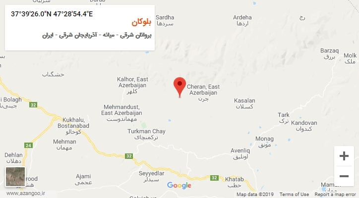 روستای بلوکان بر روی نقشه