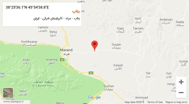 روستای بناب بر روی نقشه