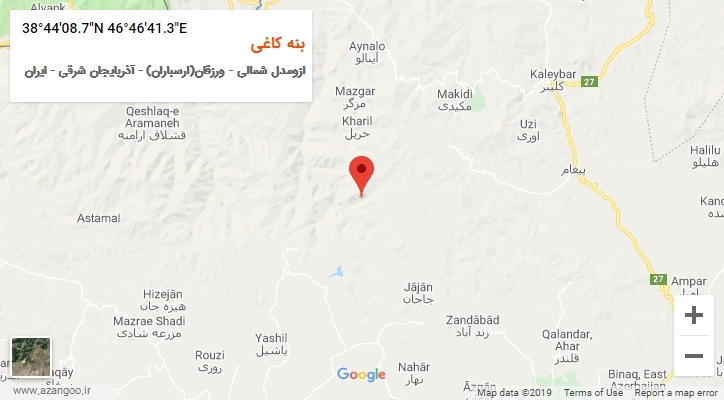 روستای بنه کاغی بر روی نقشه