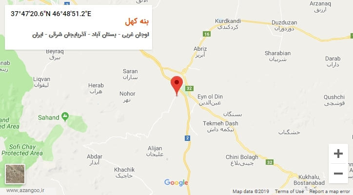 روستای بنه کهل بر روی نقشه