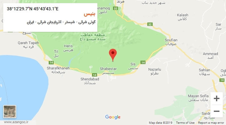 روستای بنیس بر روی نقشه