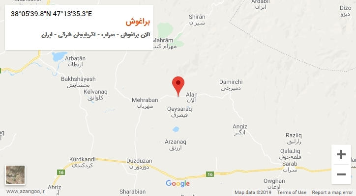 روستای براغوش بر روی نقشه
