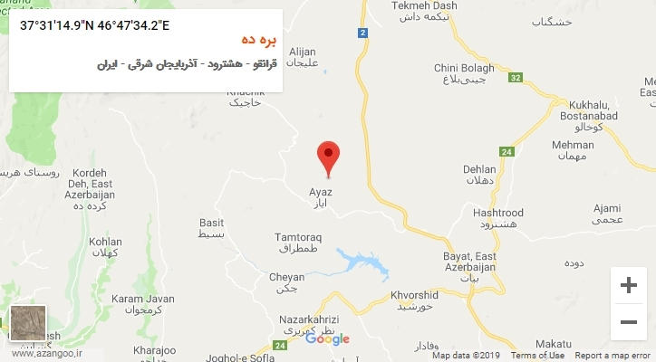 روستای بره ده بر روی نقشه