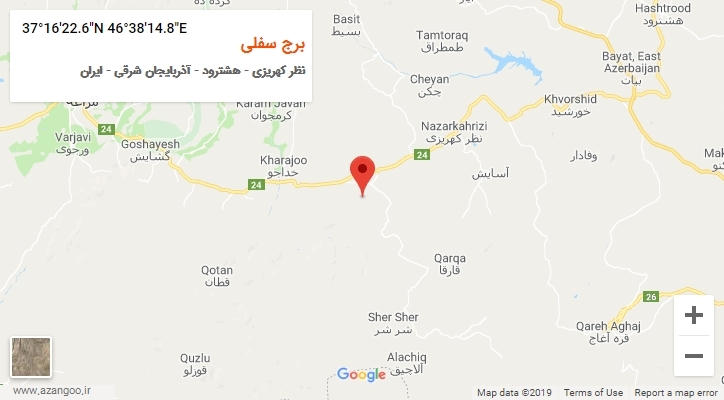 روستای برج سفلی بر روی نقشه