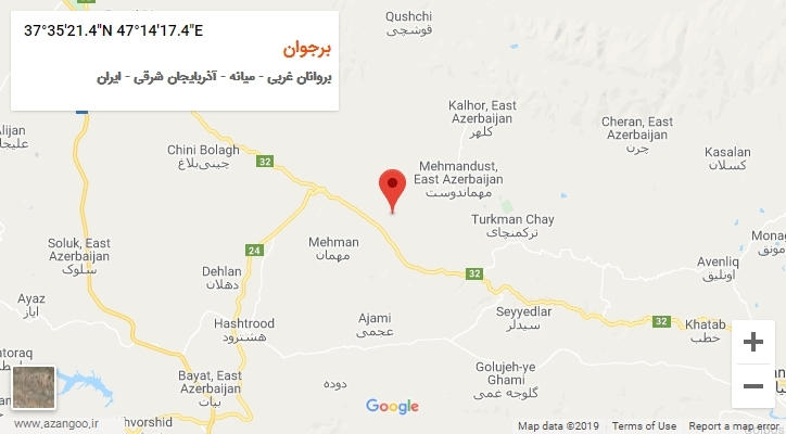 روستای برجوان بر روی نقشه