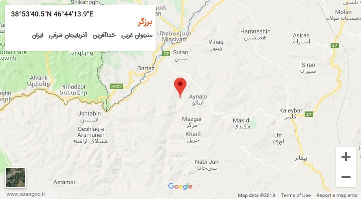 روستای برزگر بر روی نقشه