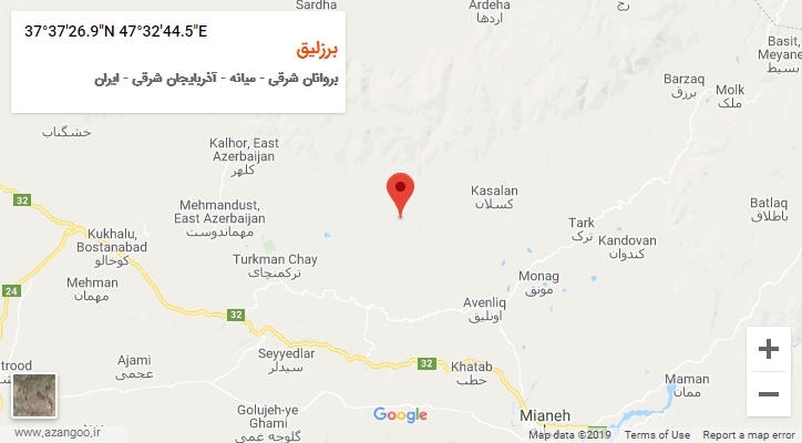 روستای برزلیق بر روی نقشه