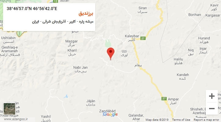 روستای برزندیق بر روی نقشه
