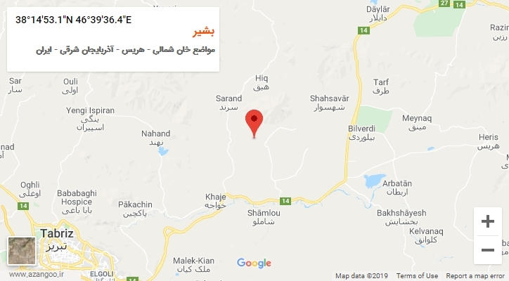 روستای بشیر بر روی نقشه
