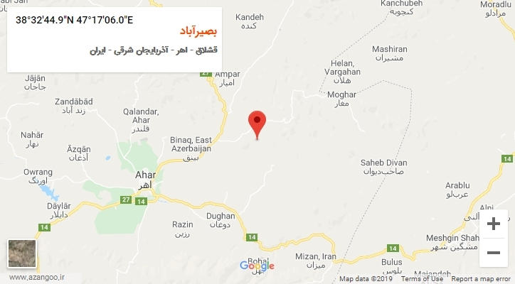 روستای بصیرآباد بر روی نقشه