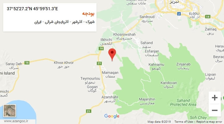 روستای بودجه بر روی نقشه