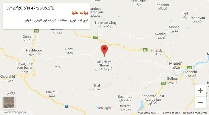 روستای بیات علیا بر روی نقشه