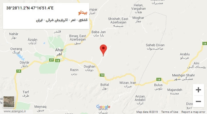 روستای بیدلو بر روی نقشه
