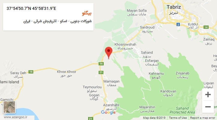 روستای بیگلو بر روی نقشه