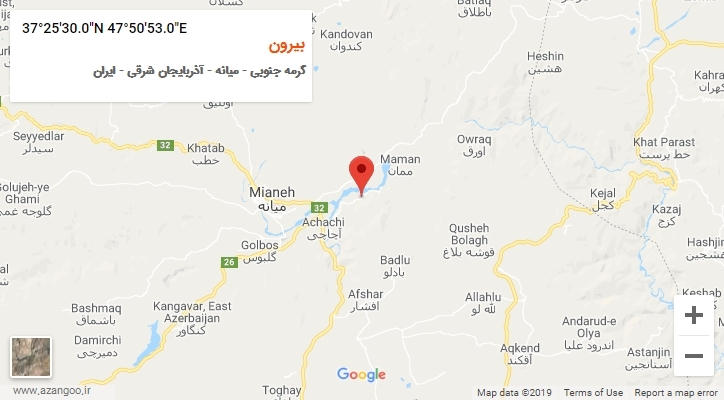 روستای بیرون بر روی نقشه