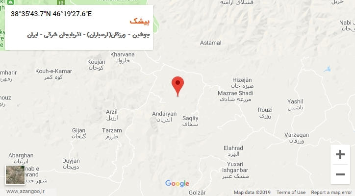 روستای بیشک بر روی نقشه