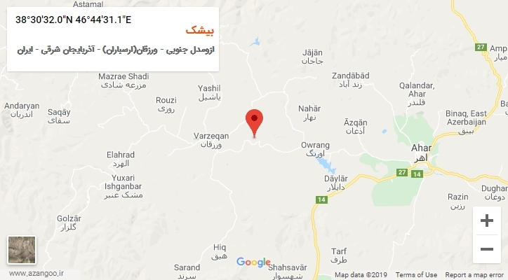 روستای بیشک بر روی نقشه
