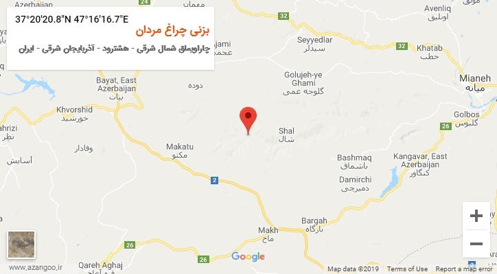 روستای بزنی چراغ مردان بر روی نقشه
