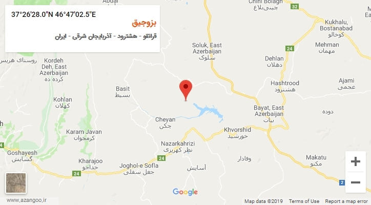 روستای بزوجیق بر روی نقشه
