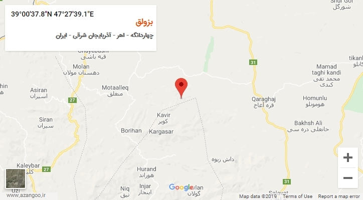 روستای بزولق بر روی نقشه
