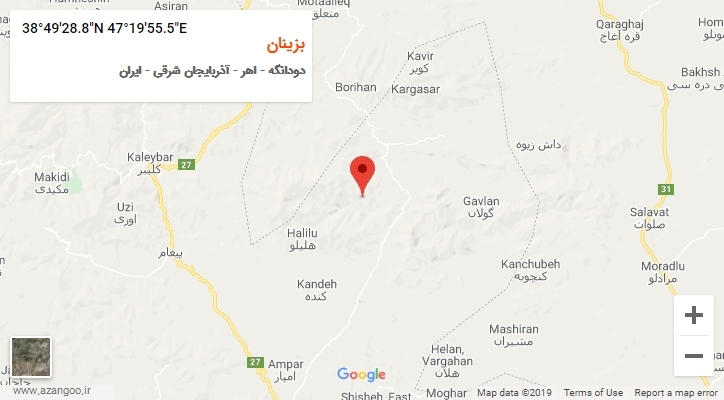 روستای بزینان بر روی نقشه