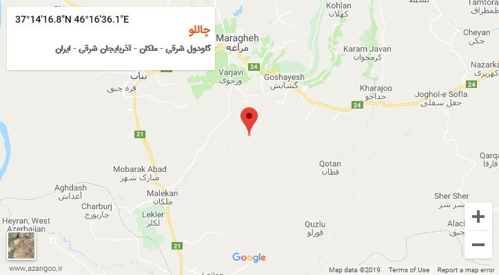 روستای چاللو بر روی نقشه