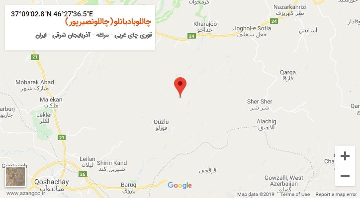 روستای چاللوبادیانلو(چاللونصیرپور) بر روی نقشه