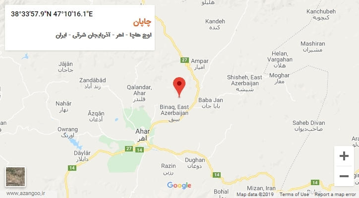 روستای چاپان بر روی نقشه