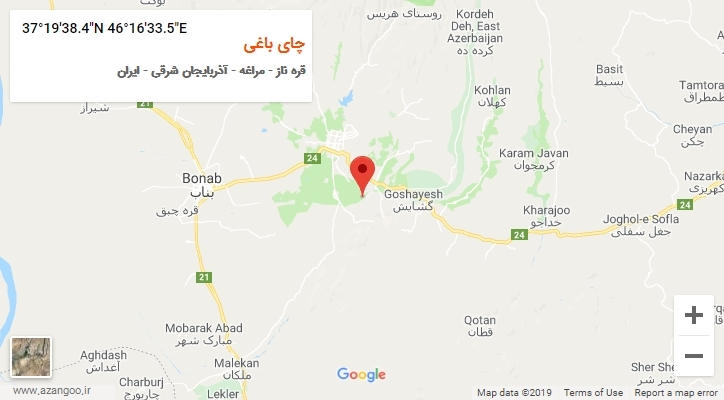 روستای چای باغی بر روی نقشه